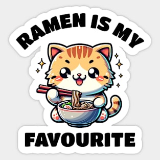 Ramen Is My Favourite Kawaii Cat Japanese Food Cat Lover Sticker